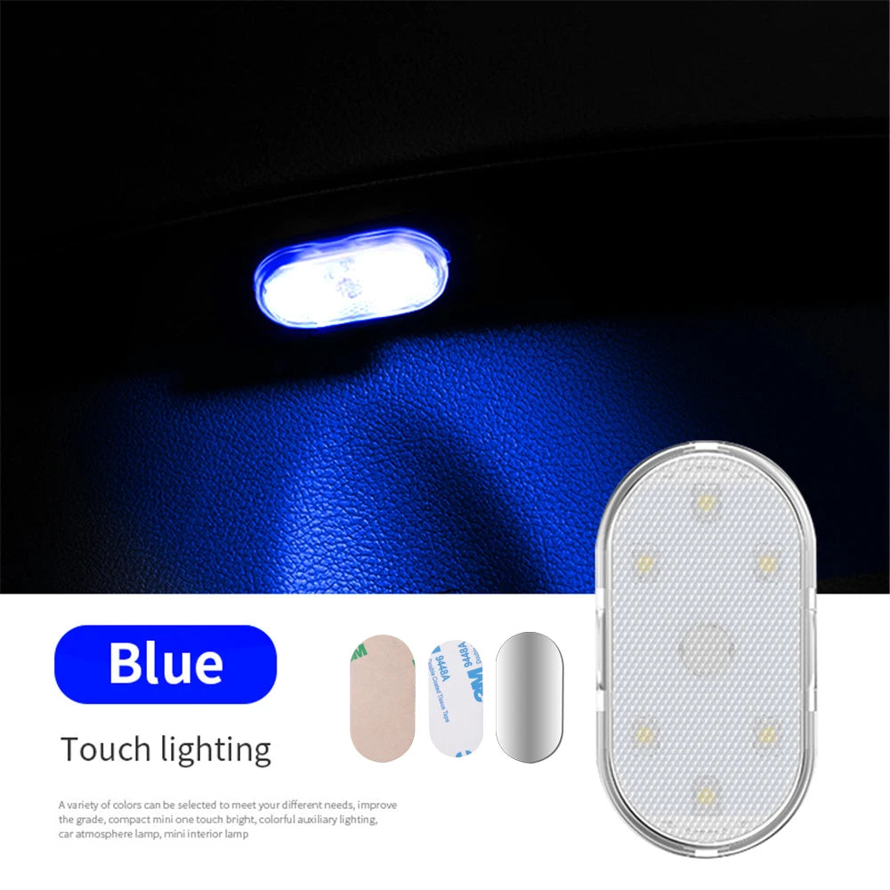 1 PC Multi Color Car Light Wireless LED Touch Light Roof Light Sensor Read Lamp Mini USB Charging Light Car Interior Accessories