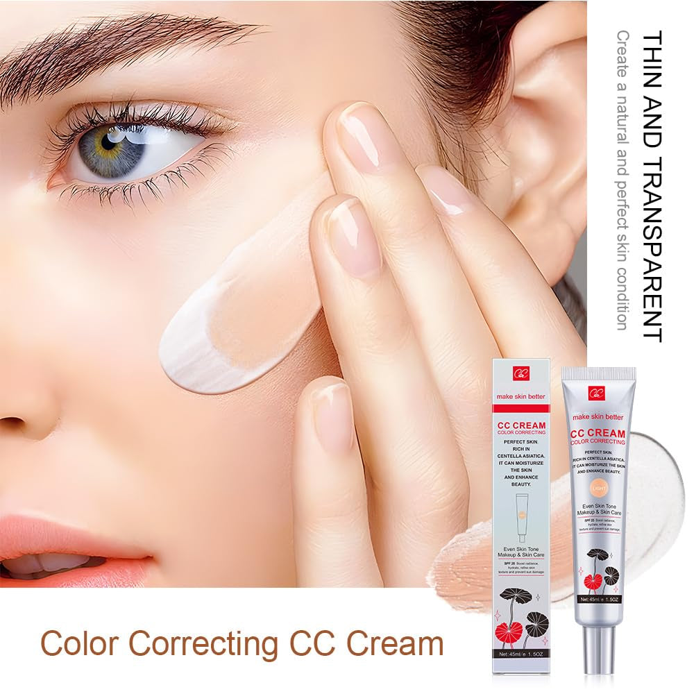 Color Correcting CC Cream with SPF 25, Coverage Lightweight Foundation, Hydrating Serum, Even Skin Tone Makeup and Skin Care, Boost Radiance, Refine Skin Texture, Avoid Sun Damage (Lightlight, 1PCS)