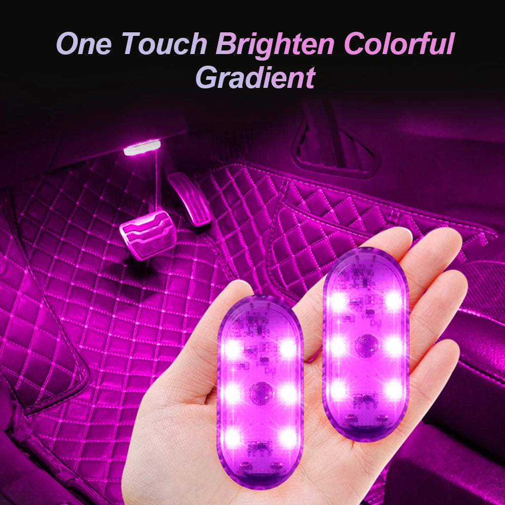 1 PC Multi Color Car Light Wireless LED Touch Light Roof Light Sensor Read Lamp Mini USB Charging Light Car Interior Accessories