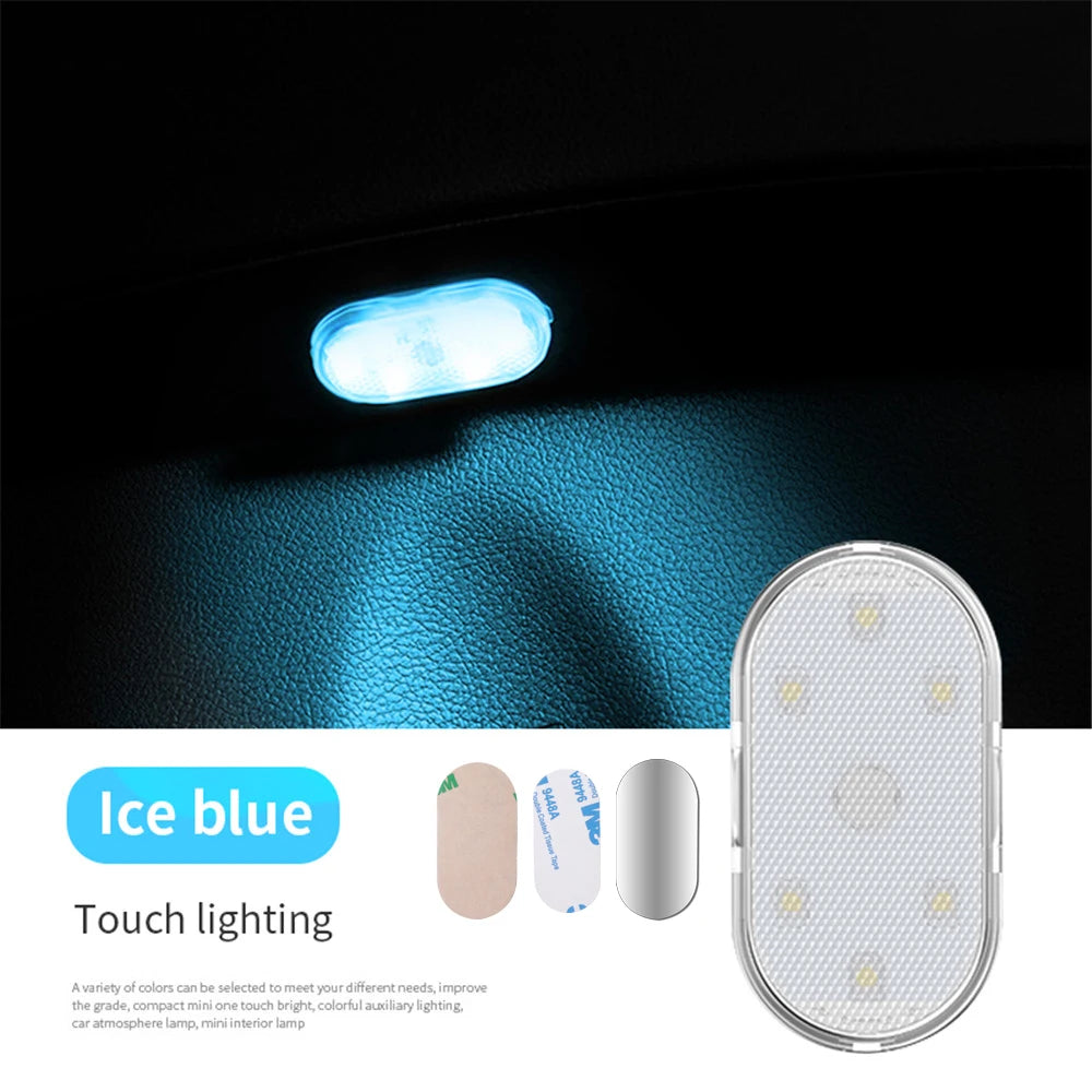 1 PC Multi Color Car Light Wireless LED Touch Light Roof Light Sensor Read Lamp Mini USB Charging Light Car Interior Accessories