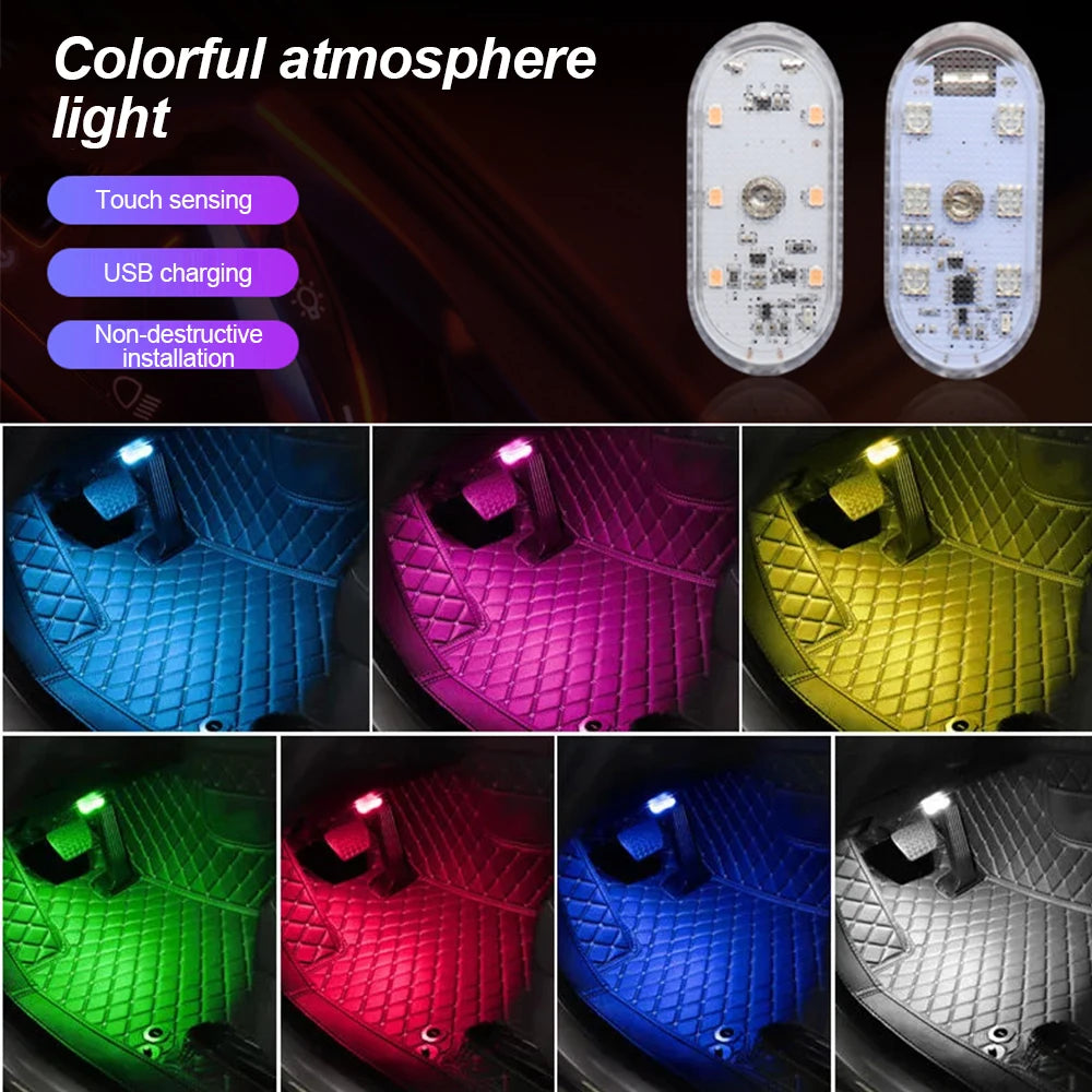 1 PC Multi Color Car Light Wireless LED Touch Light Roof Light Sensor Read Lamp Mini USB Charging Light Car Interior Accessories