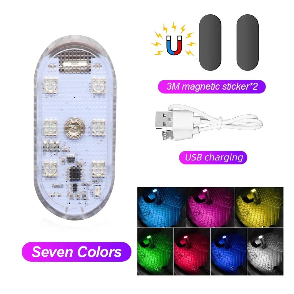 1 PC Multi Color Car Light Wireless LED Touch Light Roof Light Sensor Read Lamp Mini USB Charging Light Car Interior Accessories